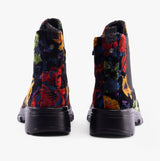 Heavenly Feet REMY Womens Chelsea Boots Floral Velour Blue