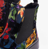 Heavenly Feet REMY Womens Chelsea Boots Floral Velour Blue