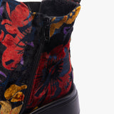 Heavenly Feet REMY Womens Chelsea Boots Floral Velour Blue