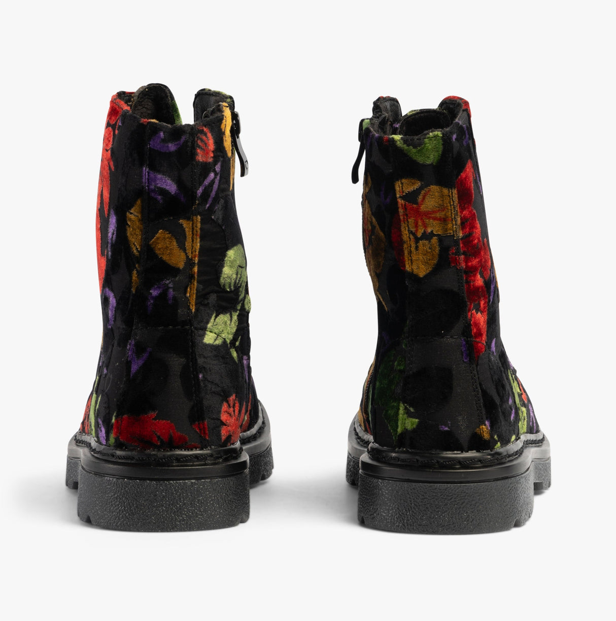 Heavenly Feet JUSTINA2 FLORAL VELOUR Womens Lace Up Boots Black