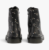 Heavenly Feet JUSTINA2 NEW BEE PRINT Womens Lace Up Boots Black