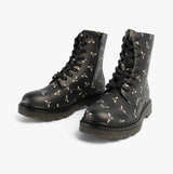 Heavenly Feet JUSTINA2 NEW BEE PRINT Womens Lace Up Boots Black