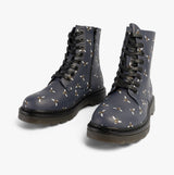 Heavenly Feet JUSTINA2 NEW BEE PRINT Womens Lace Up Boots Midnight