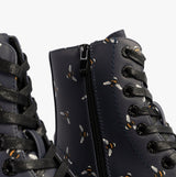Heavenly Feet JUSTINA2 NEW BEE PRINT Womens Lace Up Boots Midnight