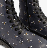 Heavenly Feet JUSTINA2 NEW BEE PRINT Womens Lace Up Boots Midnight