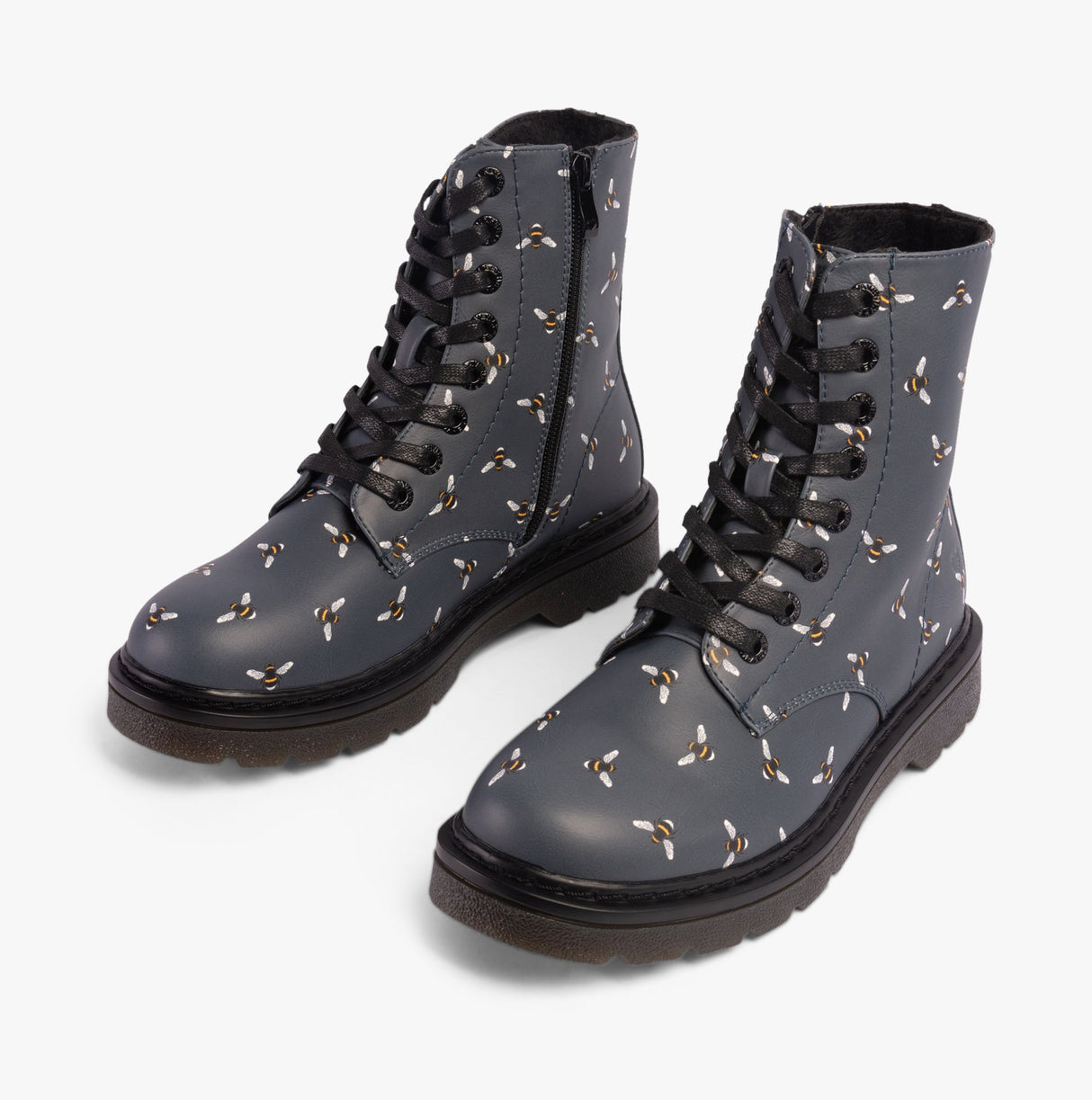 Heavenly Feet JUSTINA2 NEW BEE PRINT Womens Lace Up Boots Ocean