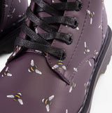Heavenly Feet JUSTINA2 NEW BEE PRINT Womens Lace Up Boots Purple