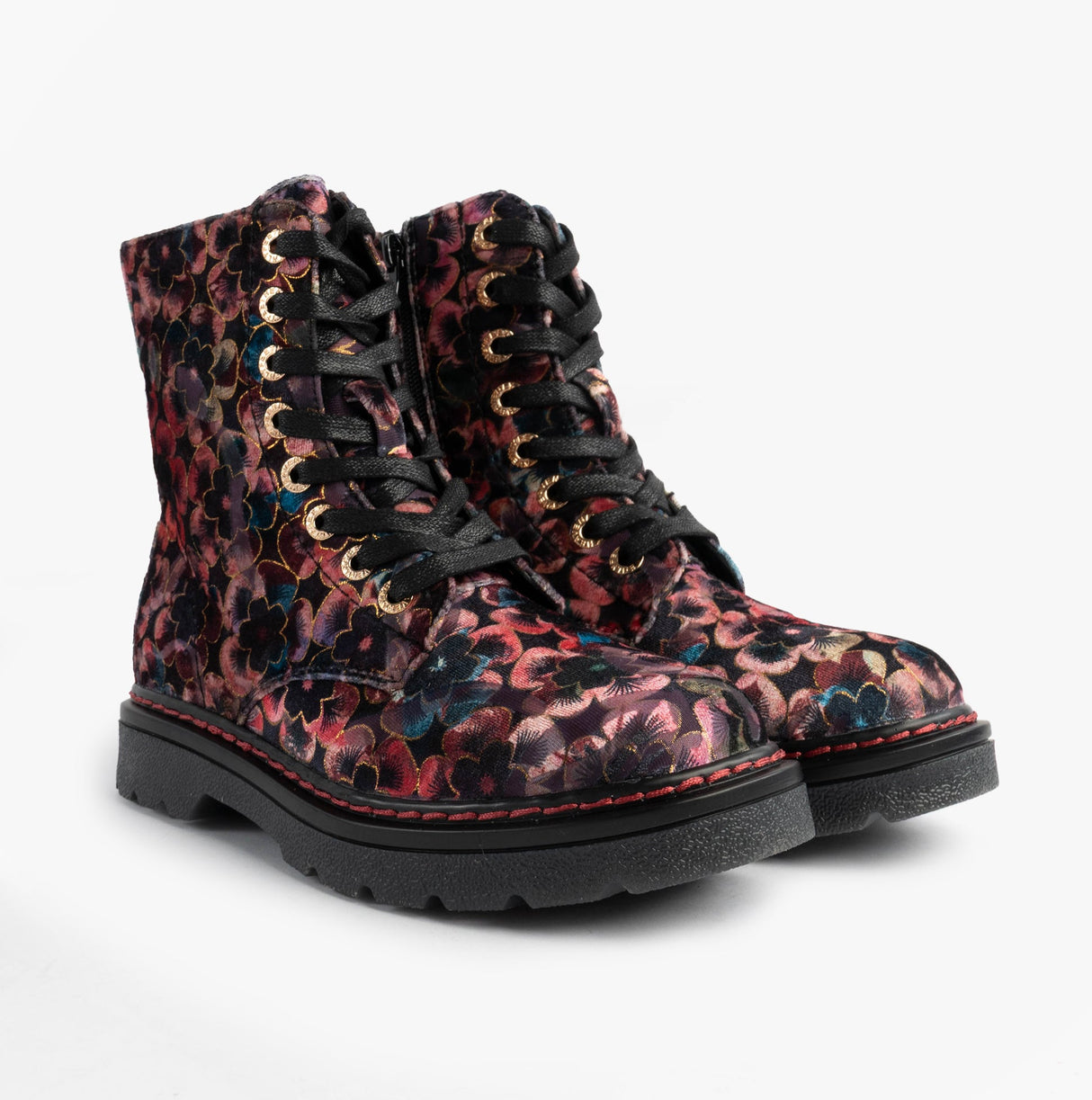 Heavenly Feet JUSTINA2 VIOLA VELOUR Womens Ankle Boots Rose Pink