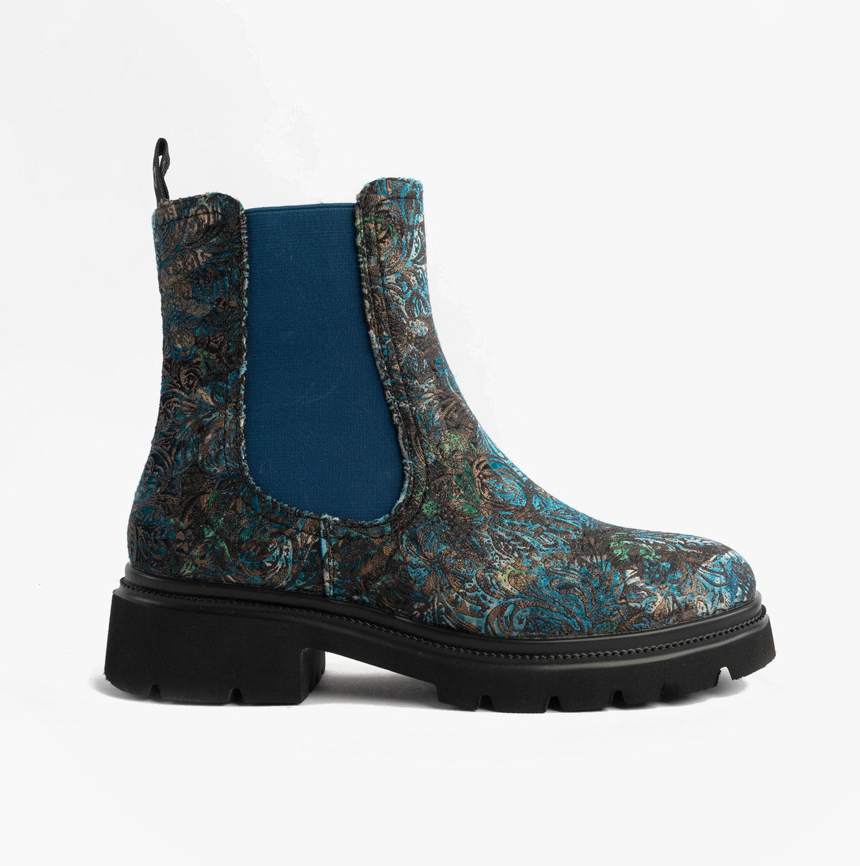 Heavenly Feet ZETA MEADOW VELOUR Womens Chelsea Boots Blue Velour