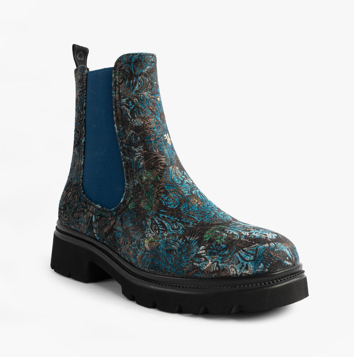 Heavenly Feet ZETA MEADOW VELOUR Womens Chelsea Boots Blue Velour
