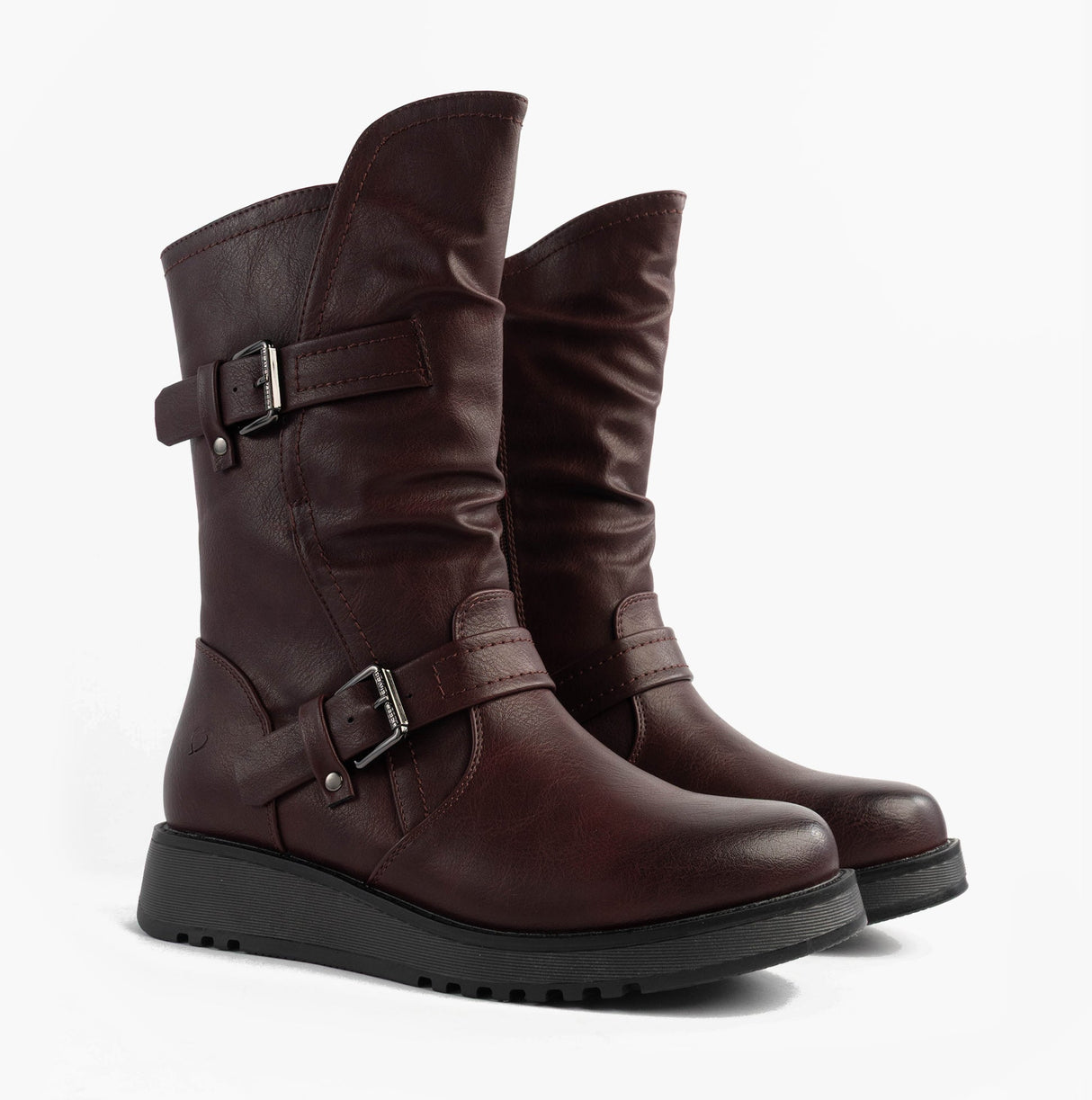 Heavenly Feet HANNAH4 Womens Mid Calf Boots Burgundy