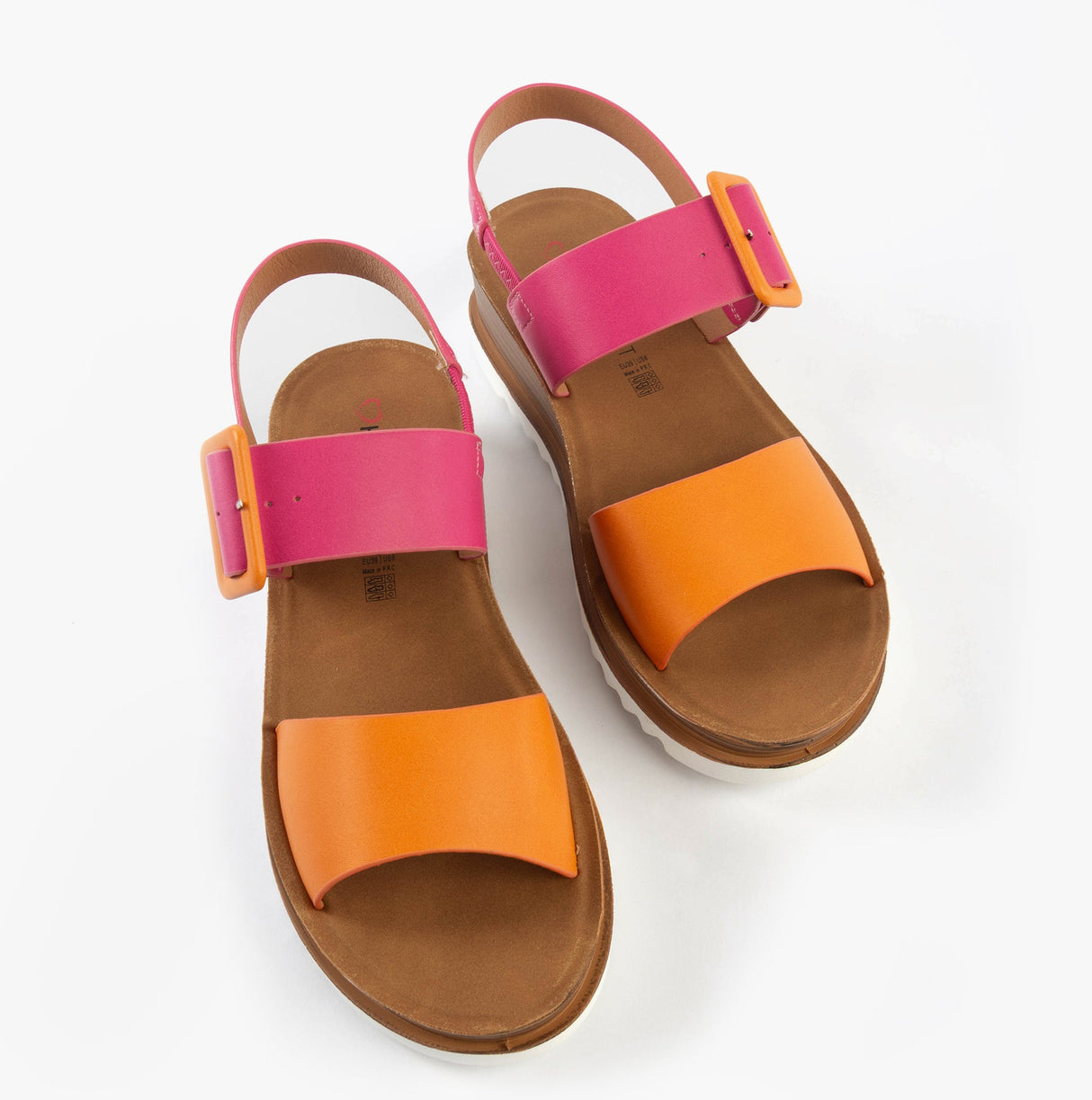 Heavenly Feet PISTACHIO Womens Sandals Fuchsia/orange