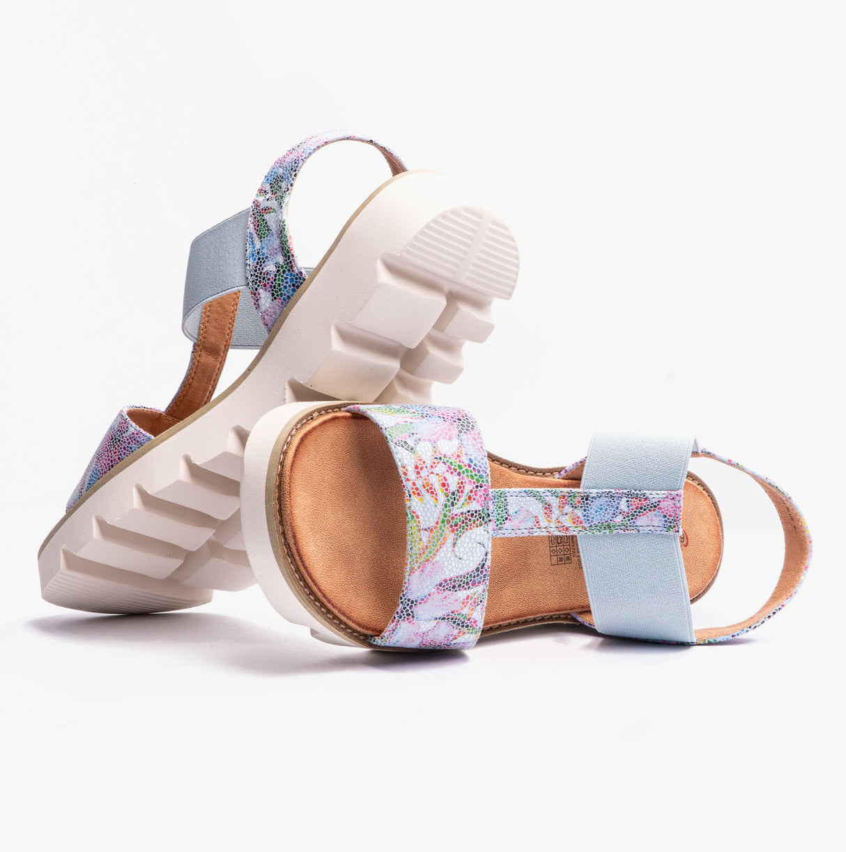 Heavenly Feet RITZ Womens Sandals Floral Blue