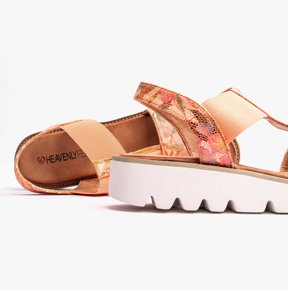 Heavenly Feet RITZ Womens Sandals Floral Orange