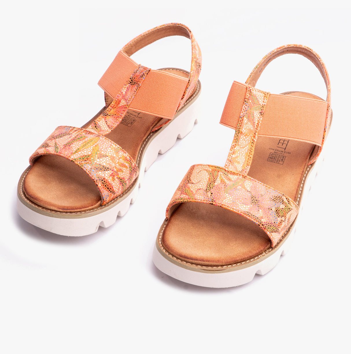 Heavenly Feet RITZ Womens Sandals Floral Orange