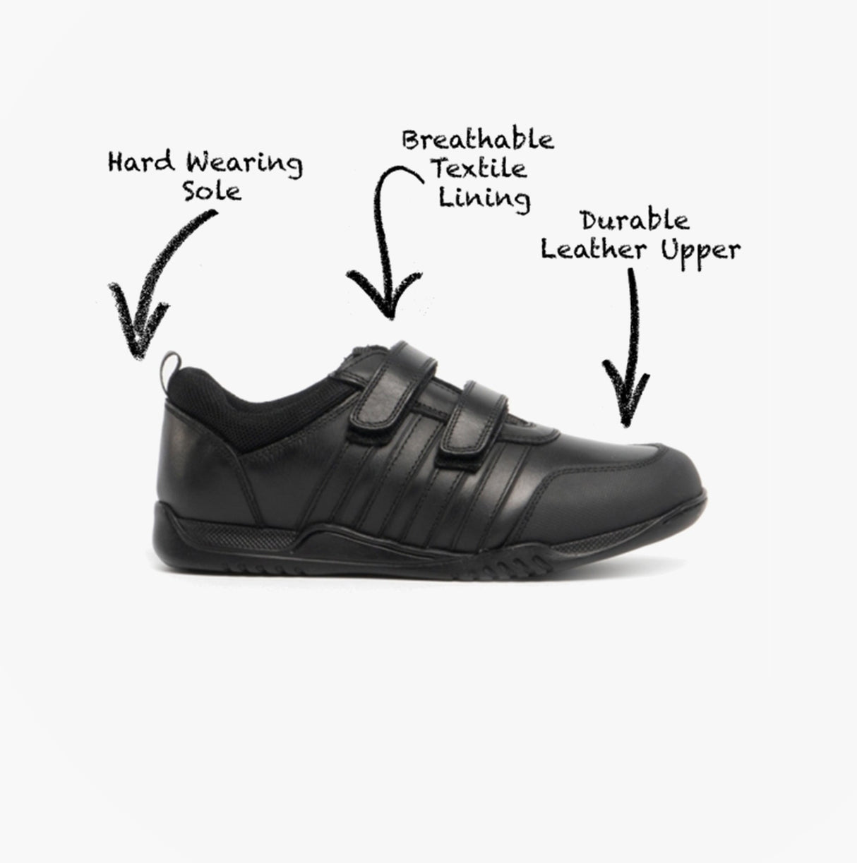 Hush Puppies JOSH Boys Leather School Shoes Black