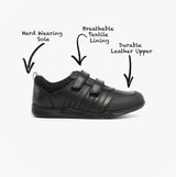 Hush Puppies JOSH Boys Leather School Shoes Black