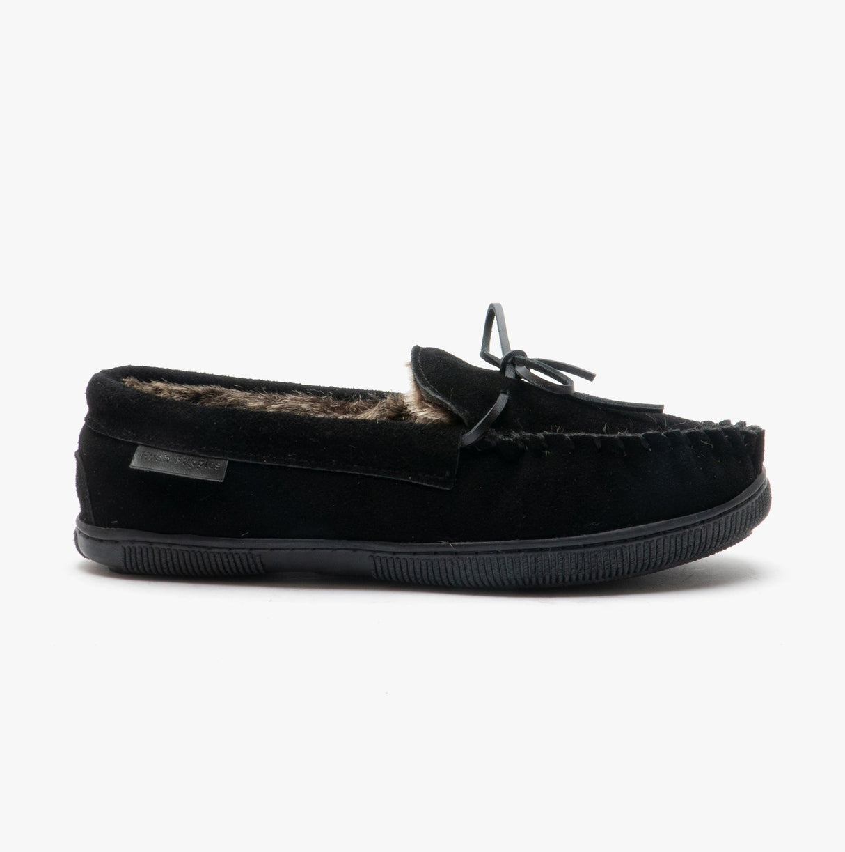 Hush Puppies ACE Mens Suede Moccasin Slippers Black