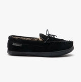 Hush Puppies ACE Mens Suede Moccasin Slippers Black