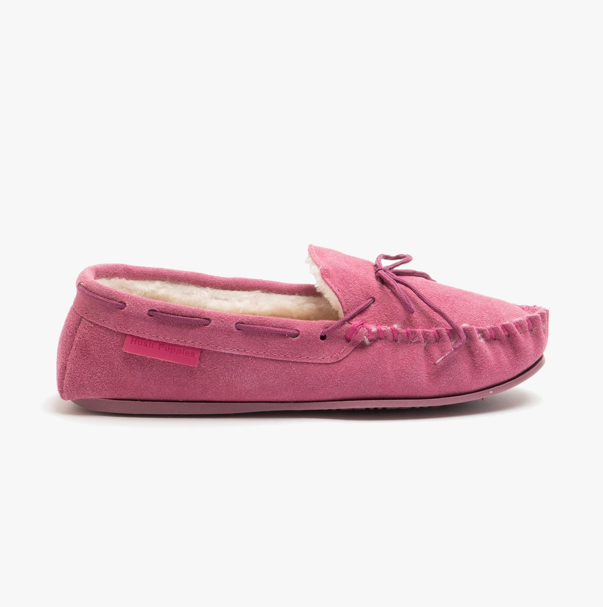 Hush Puppies ALLIE Womens Suede Moccasin Slippers Rose