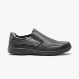 Hush Puppies AARON Mens Leather Slip On Shoes Black
