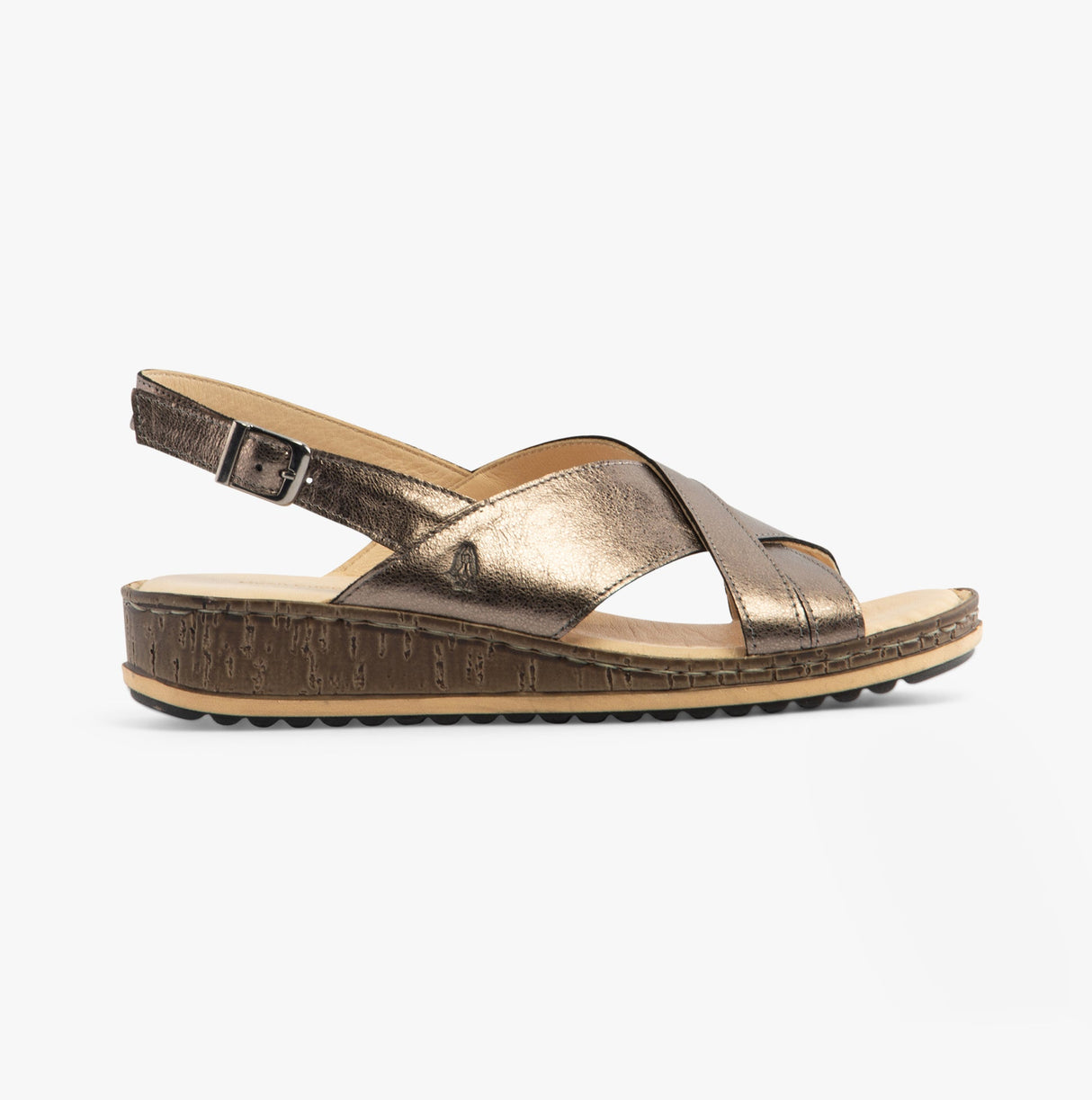 Hush Puppies ELENA Crossover Womens Wedge Sandals Pewter