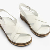 Hush Puppies ELENA Crossover Womens Wedge Sandals White