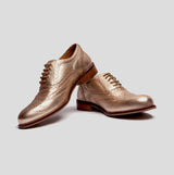 Hush Puppies NATALIE Womens Leather Brogue Shoes Gold