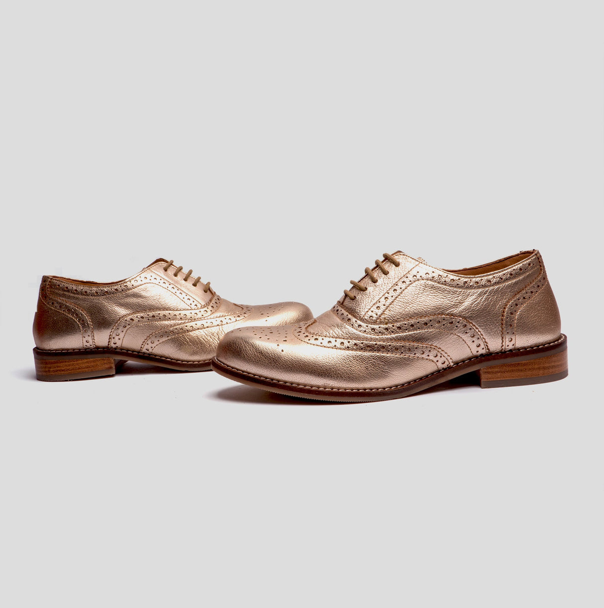 Hush Puppies NATALIE Womens Leather Brogue Shoes Gold