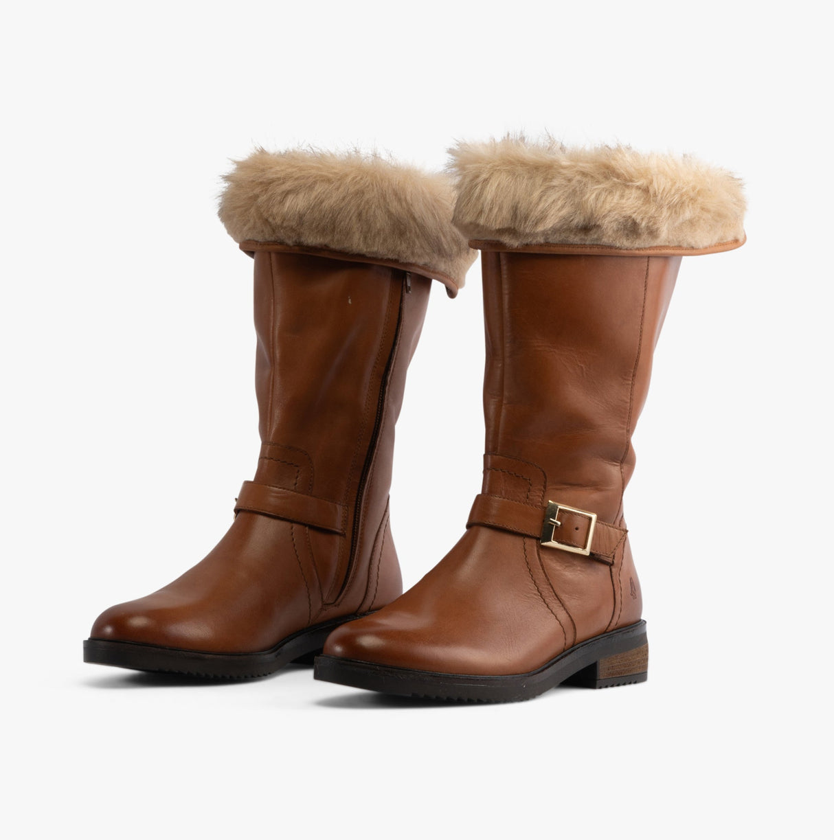 Hush Puppies BONNIE Womens Leather Mid Height Boots Tan