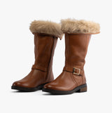 Hush Puppies BONNIE Womens Leather Mid Height Boots Tan