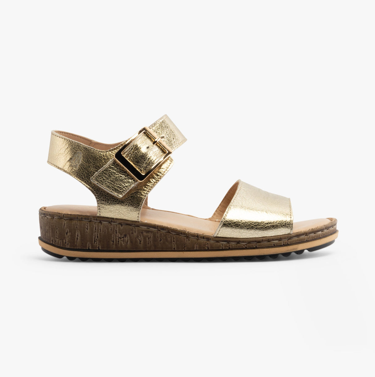 Hush Puppies ELLIE Womens Leather Wedge Sandals Gold