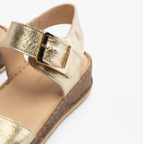 Hush Puppies ELLIE Womens Leather Wedge Sandals Gold