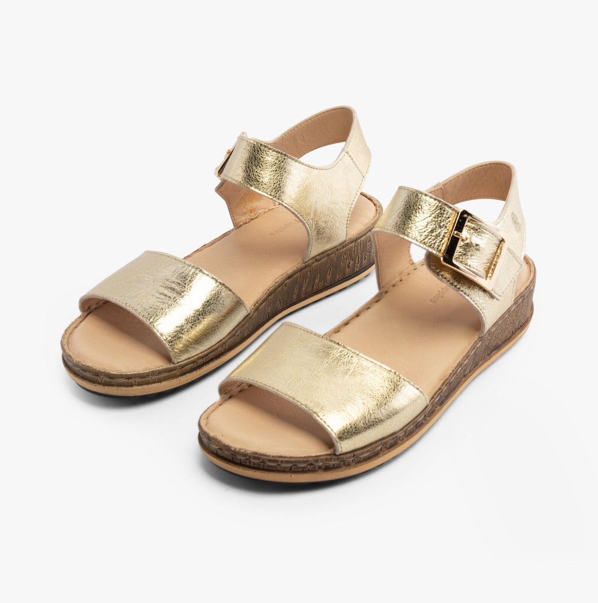 Hush Puppies ELLIE Womens Leather Wedge Sandals Gold