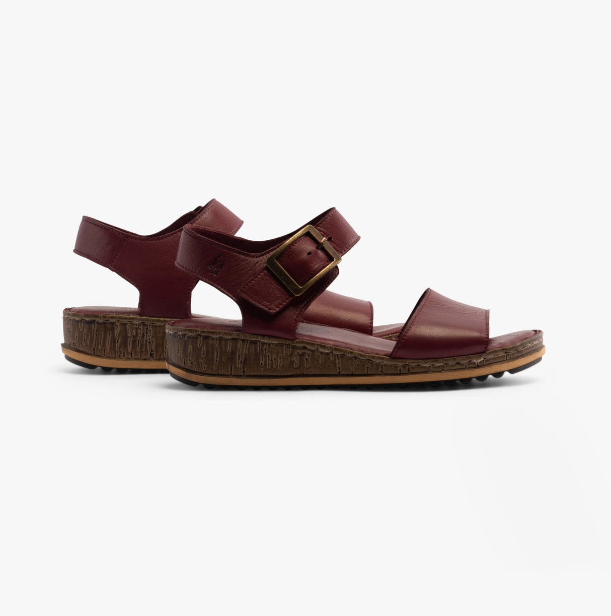 Hush Puppies ELLIE Womens Leather Wedge Sandals Bordeaux