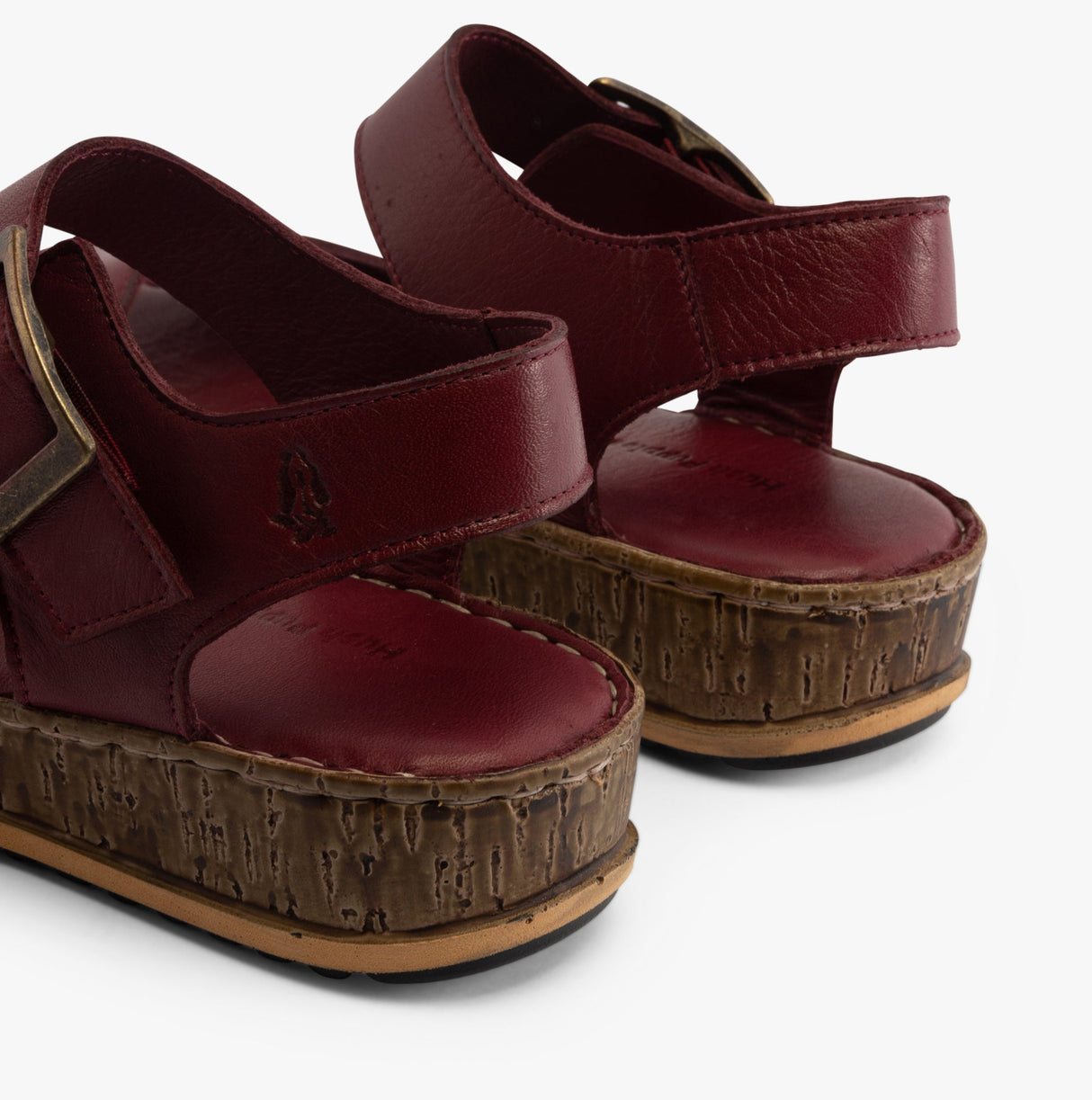 Hush Puppies ELLIE Womens Leather Wedge Sandals Bordeaux