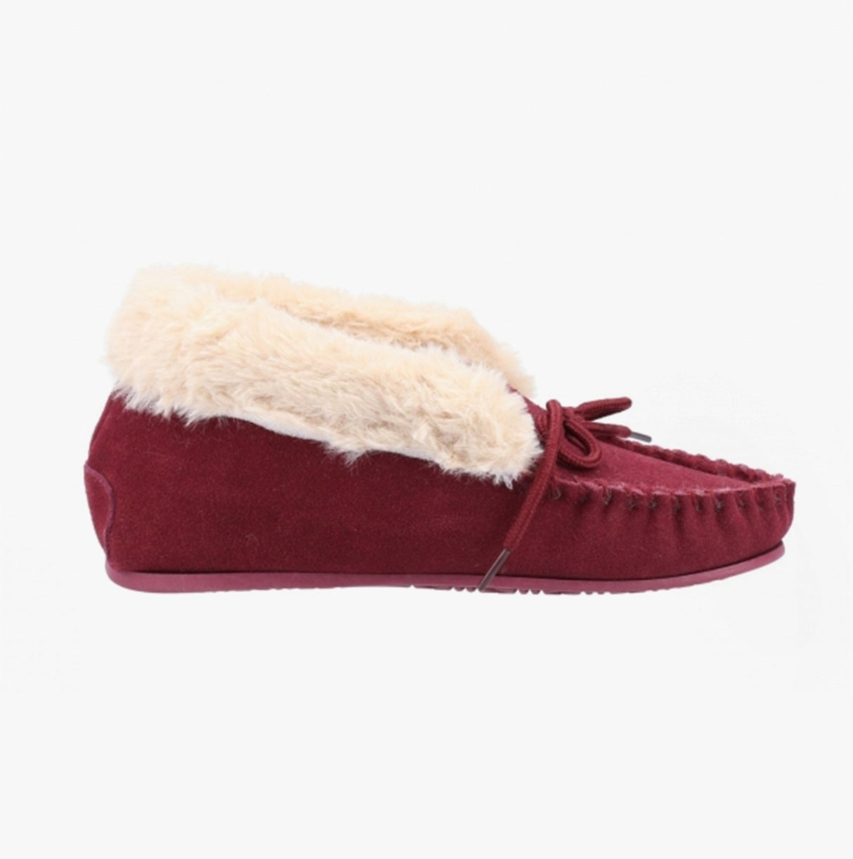 Hush Puppies PHILIPPA Womens Suede Moccasin Slippers Dark Red