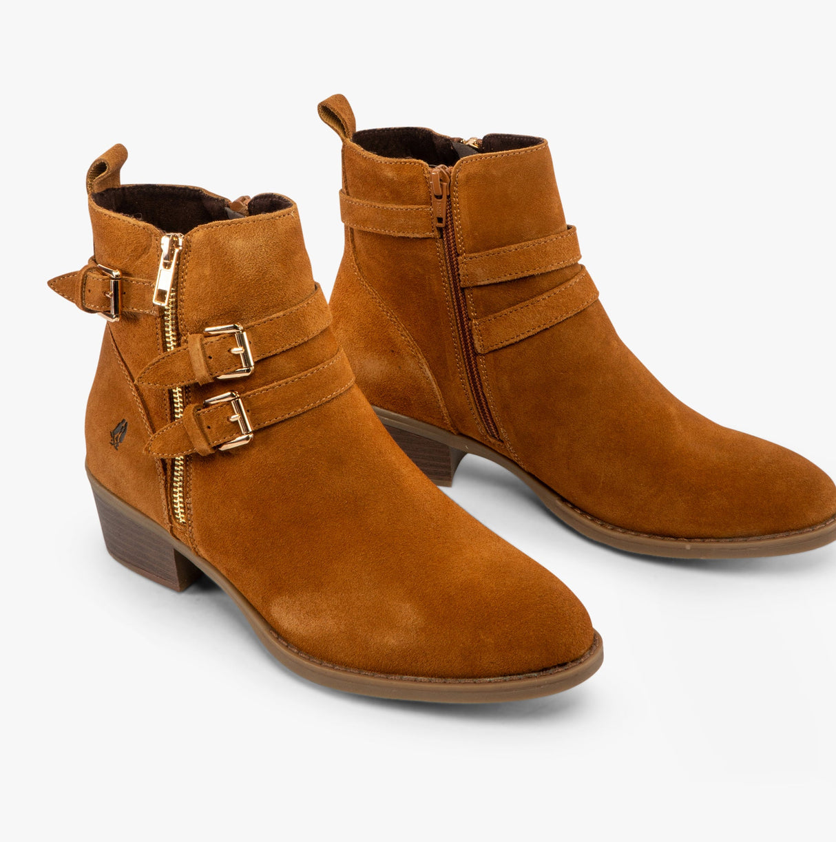 Hush Puppies JENNA Womens Leather Ankle Boots Tan