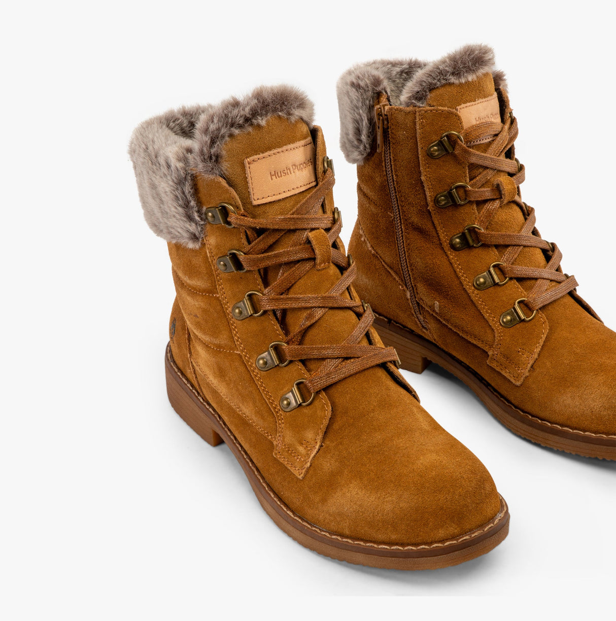 Hush Puppies FLORENCE Womens Leather Ankle Boots Tan