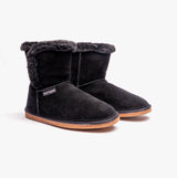 Hush Puppies ASHLEIGH Womens Suede Boot Slippers Black