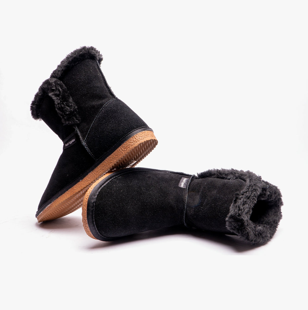 Hush Puppies ASHLEIGH Womens Suede Boot Slippers Black