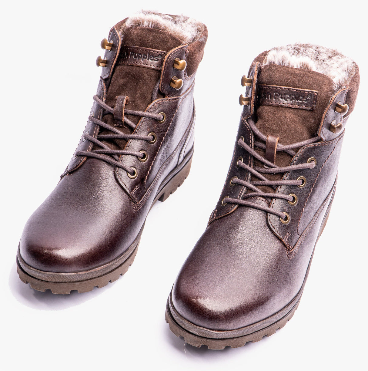 Hush Puppies ANNAY Womens Leather Ankle Boots Brown