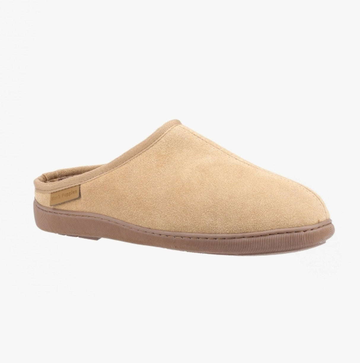 Hush Puppies ASHTON Mens Suede Leather Mule Slippers Tan