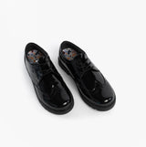 Hush Puppies SALLY Girls Leather School Shoes Black Patent
