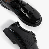 Hush Puppies SALLY Girls Leather School Shoes Black Patent