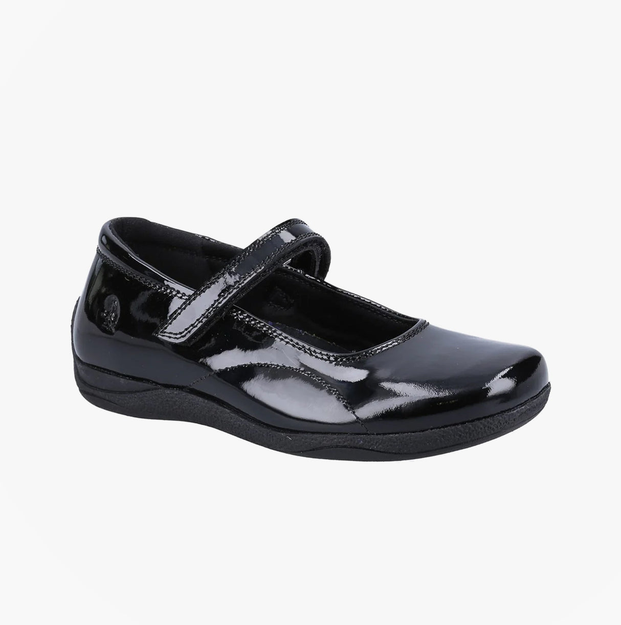 Hush Puppies ARIA Girls School Shoes Black Patent