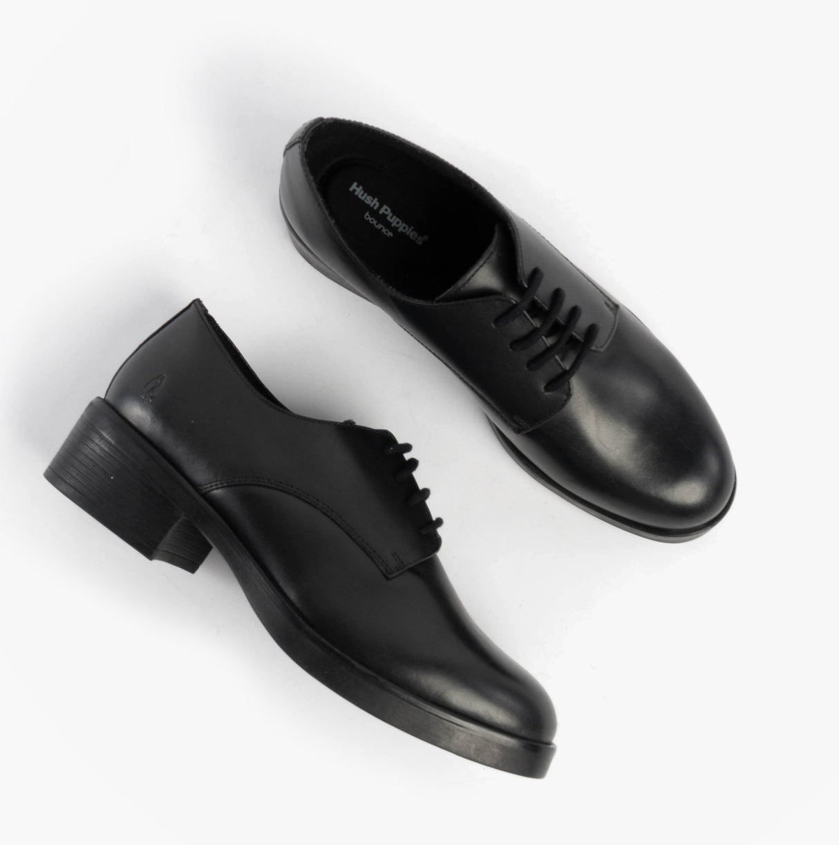 Hush Puppies ANASTASIA Girls Leather School Shoes Black