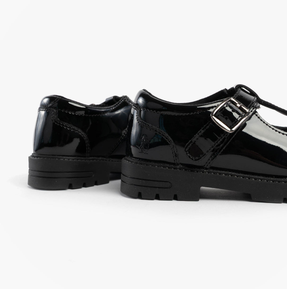 Hush Puppies FIONA Girls Leather School Shoes Patent Black