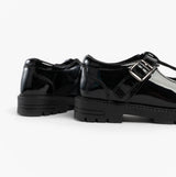 Hush Puppies FIONA Girls Leather School Shoes Patent Black