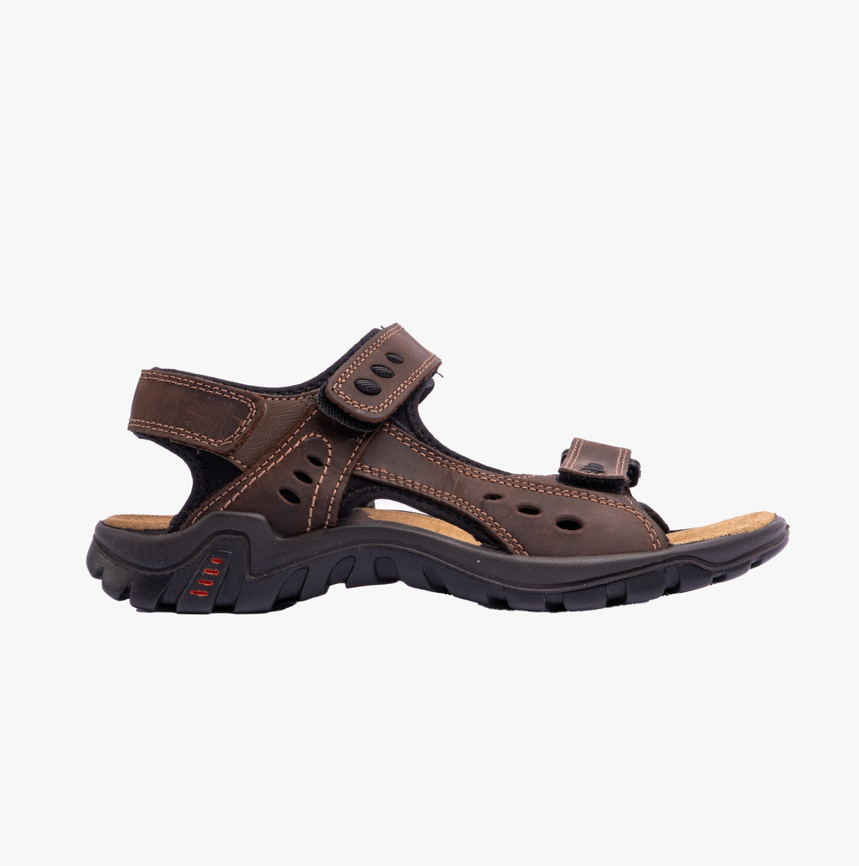 IMAC LUCAS Mens Leather Padded Sports Sandals Brown
